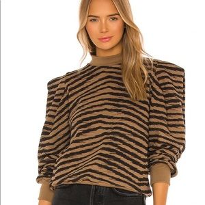 AGOLDE Folded Sleeve Animal like Print Sweatshirt